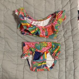Janie and Jack Colorful Ruffled Bikini Set: 6-12 months